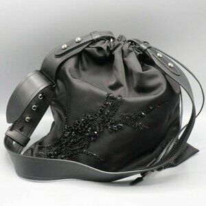 Prada Small Beaded Nylon Drawstring Pouch - Black